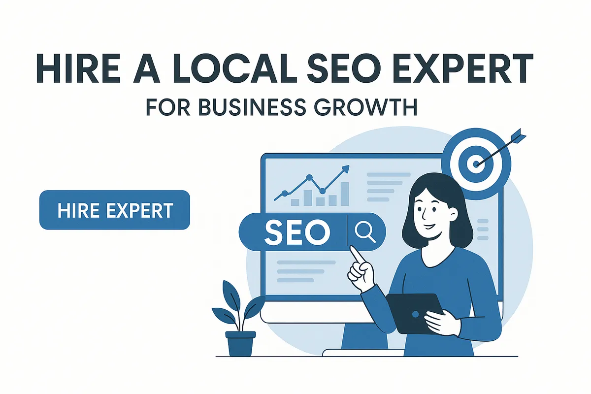 Call-to-action graphic encouraging small business owners to hire local SEO experts for growth