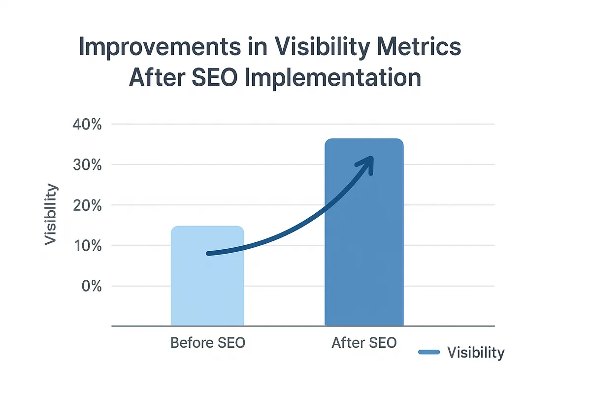 Statistical chart displaying improvements in visibility metrics after SEO implementation
